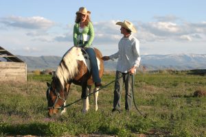 Man and Woman with Horse in Rural Country Setting